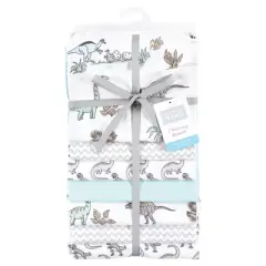 Hudson Baby Cotton Flannel Receiving Blankets Bundle, Neutral Dino World, One Size