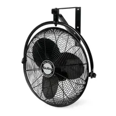 Air King 20 Inch 1/6 Horsepower 3-Speed 90-Degree Adjustable Angle Non-Oscillating Enclosed Workshop Home Garage Steel Wall Mounted Fan, Black