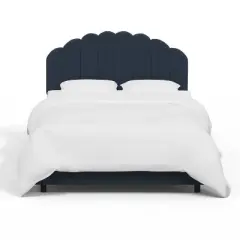 Queen Emma Shell Upholstered Bed Navy Blue - Skyline Furniture