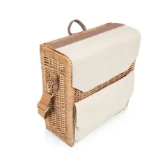 Picnic Time Corsica Grande Wine and Cheese Basket Backpack Beige Canvas
