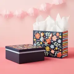 Multicolor Floral on Blue Large Gift Bag - Spritz&trade;