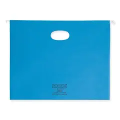 Smead Hanging Pockets with Full-Height Gusset, 1 Section, 2" Capacity, Letter Size, 1/5-Cut Tabs, Sky Blue, 25/Box
