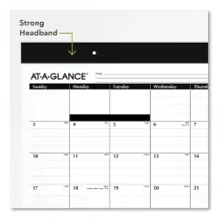 Monthly Refillable Desk Pad, 22 x 17, White Sheets, Black Binding, Black Corners, 12-Month (Jan to Dec): 2026