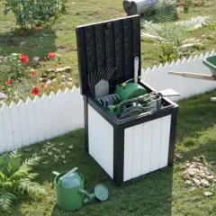 INFURNIC Deck Boxes, Portable Box Container with Handle for Storage Patio Furniture, Garden Tools, Pool Supplies, Multicolored, 22.1"*22.1"*24.2"