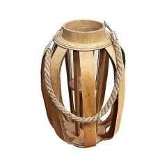 Essential Decor & Beyond Rattan Lantern With Natural Rope