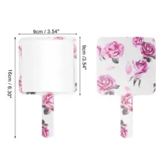 Unique Bargains Floral Square Cosmetic Mirror White Purple 1 Pc