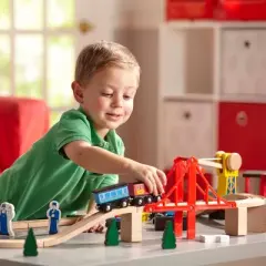 Melissa & Doug Deluxe Wooden Railway Train Set (130+pc)