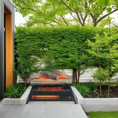 SEVOBAL Fireplace Insert Heater Mantel 3D Flame Quartz Fireplace Stove Bottom Air Outlet Fire Place Panoramic 4-Side View, Black, 24.41"*10.04"*16.54"