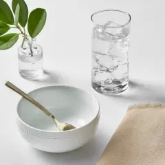 Porcelain Beaded Rim Cereal Bowl 20oz White - Threshold&trade;: Textured Round Porcelain, Microwave & Dishwasher Safe