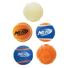 NERF Air Strike Thrower with 5 Balls Dog Toy - 25"