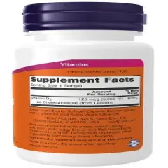 Vitamin D-3 5,000 IU by Now Foods  -  120 Softgel