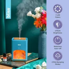 bliss Himalayan Salt Diffuser & Cool Mist Humidifier | Ultrasonic Aromatherapy with 7-Color LED Night Light | 2 Mist Modes & Auto Shut-Off