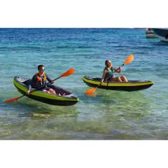 Decathlon Itiwit Itiwit Inflatable Recreational Sit-on Kayak with Pump 2 Person, Lime Green