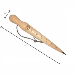 Handcrafted Ash Wood Dibber with Brass Tip &ndash; Engraved Depth Measurements, Perfect for Planting Seeds, Bulbs, and Potatoes