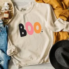 Simply Sage Market Women's Graphic Sweatshirt Boo Colorful Stars