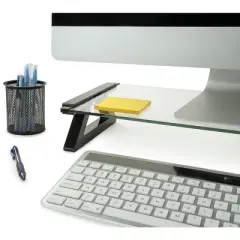 Mount-It! USB Monitor Stand and Laptop Stand | Glass Desk Riser with 3 USB Hub Ports |  20 Lbs. Weight Capacity