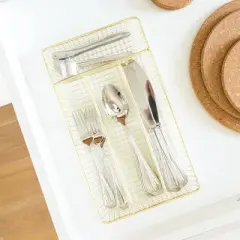 Better Houseware Brass Cutlery Tray, Small in Gold