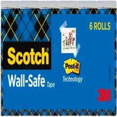 Scotch Wall Safe Tape, 0.75 x 800 Inches, Pack of 6