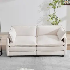 HYLEORY 76.8" Loveseat Sofa for Living Room, Modern 2 Seater Circle Velvet Sofa Couch for Bedroom Office