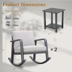 SUGOLD Outdoor End Table,Patio Wicker Small Side Table, PE Rattan Coffee Table Brown