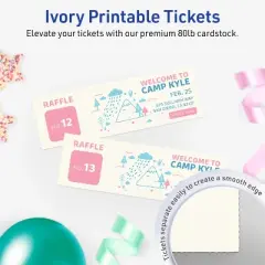 Avery Printable Rectangle Tickets, 1-3/4" x 5-1/2", Matte Ivory Cardstock, Laser/Inkjet, 100 Total