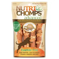Nutri Chomps Advanced Twists Dog Treat Peanut Butter Flavor - 4 count