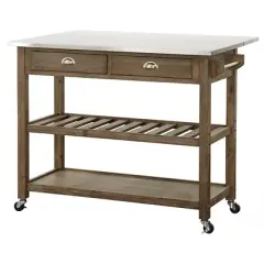 Hadley Kitchen Cart Island with Drop Down Shelf Barnwood - Boraam