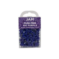 JAM Paper Colored Pushpins Purple Push Pins 2 Packs of 100 222419053A