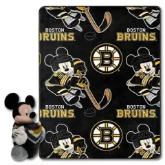 NHL Boston Bruins Mickey Silk Touch Throw Blanket and Hugger