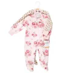 Hudson Baby Infant Girl Plush Sleep and Play, Blush Rose