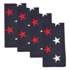 Saro Lifestyle Patriotic Americana Stars Napkin (Set of 4), 20"x20", Blue
