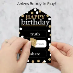 Big Dot of Happiness Adult Happy Birthday - Gold - Birthday Party Game Pickle Cards - Truth, Dare, Share Pull Tabs - Set of 12