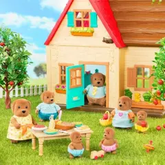 Li'l Woodzeez Miniature Animal Figurine Set - Wagadoodle Dog Family