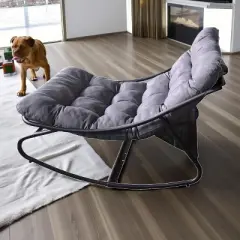 Outdoor Rocking Chair &ndash; Modern Metal Rocker with Thick Cushion, 350 lbs Capacity, High Back Lounge Chair for Patio, Garden, and Living Room