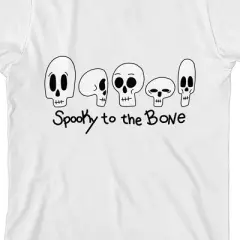 Kids Halloween Cartoon Skeletons "Spooky To The Bone" Youth White Short Sleeve Crew Neck Tee