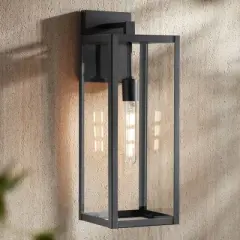 John Timberland Titan Modern Outdoor Wall Light Fixture Mystic Black 20" Clear Glass for Post Exterior Barn Deck House Porch Yard Patio Home Outside