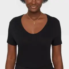 14K Gold Plated Cubic Zirconia Cross Pendant Necklace - A New Day&trade;: Brass, Lobster Claw Clasp, 16" Length