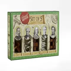 Professor Puzzle USA, Inc. Great Mens Minds Metal and Wood Puzzles | Set of 5
