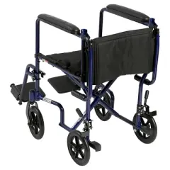 Drive Medical Lightweight Transport Wheelchair - 17&Prime; Seat, Folding Frame - Blue