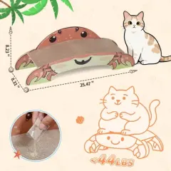 Sandinrayli Crab-Shape Cat Scratcher, Corrugated Cardboard Cat Scratch Bed Lounge, Durable 2-Side Curved Cat Scratching Pad