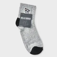 Women's Embroidered Cow Ribbed Ankle Socks - Heather Gray 4-10: Lightweight, Recycled Polyester, Banded Cuff, Machine Washable