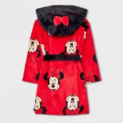 Toddler Girls' Minnie Mouse Cosplay Hooded Robe - Red