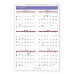 Three-Month Wall Calendar, 15.5 x 22.75, White Sheets, 12-Month (Jan to Dec): 2026