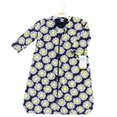 Hudson Baby Infant Girl Long Sleeve Plush Faux Fur Sleeping Bag, Wearable Blanket, Navy Daisy