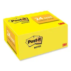 Post-it Notes Original Pads in Canary Yellow, Value Pack, 1.38" x 1.88", 100 Sheets/Pad, 24 Pads/Pack