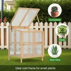 KWPZQEB Wooden Cold Frame Greenhouse with Adjustable Shelves, Portable Greenhouse Cabinet with Transparent Openable Top for Outdoor and Indoor