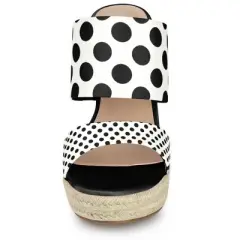 Allegra K Women's Polka Dots Platform Espadrille Wedge Heel Sandals