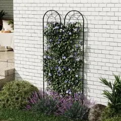 Metal Garden Trellis 55x12 Inch, Wrought Iron Garden Fence, Decorative Plant Trellis for Climbing Plants, Perfect for Patio Lawn Backyard