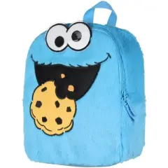 Sesame Street Backpack for Kids Plush Cookie Monster Smile Face 12 inch School Travel Book Bag