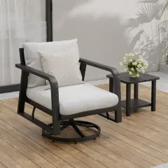 SUGOLD 7-Person Aluminum Patio Conversation Set with Gray Cushions and Coffe Table